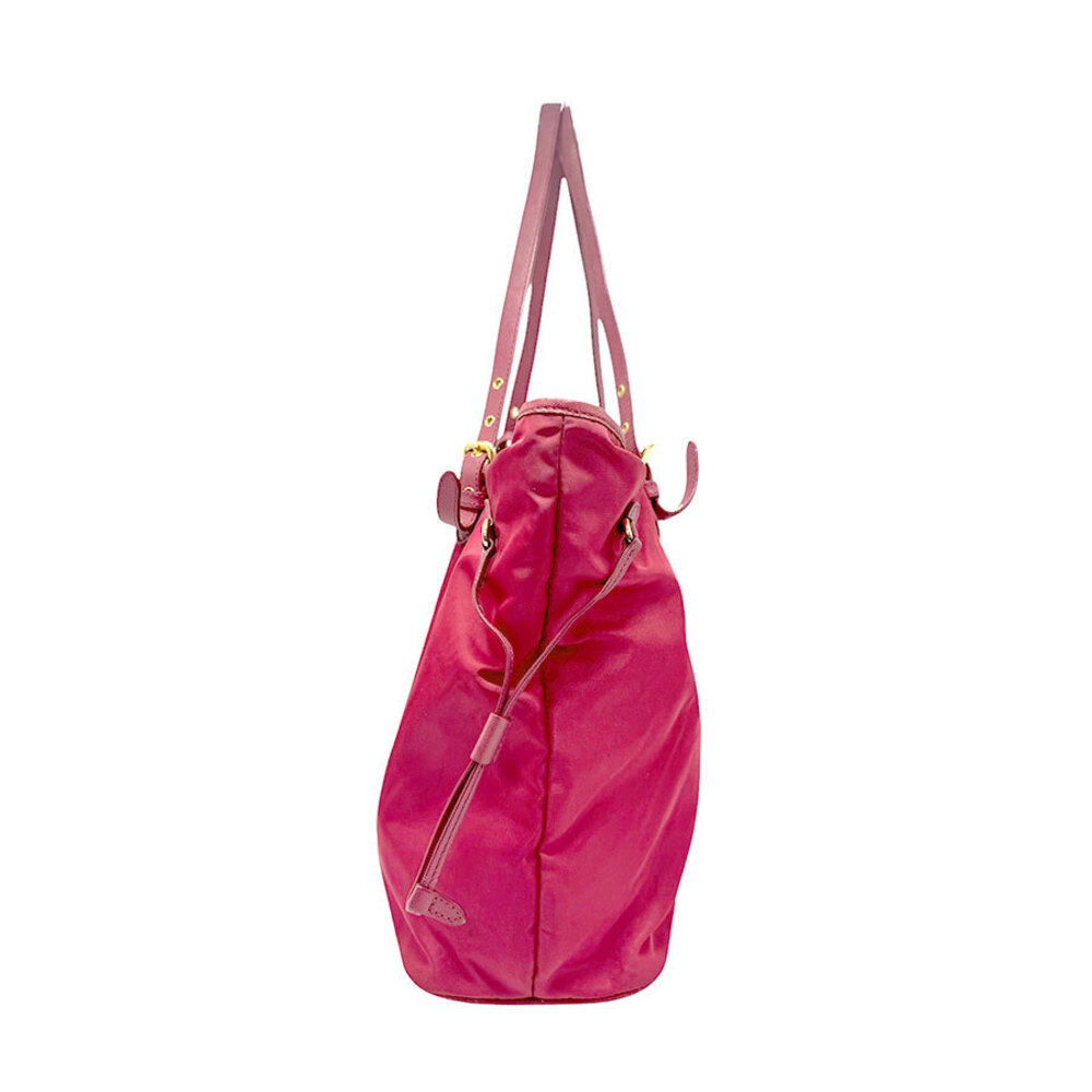 Prada bag tote shoulder leather magenta gold
